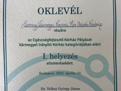 "Egészségfejlesztő Kórház Díj 2025"